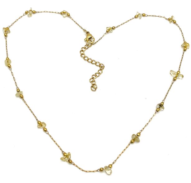 CITRINES CLIP BEADS CHAIN NECKLACE 