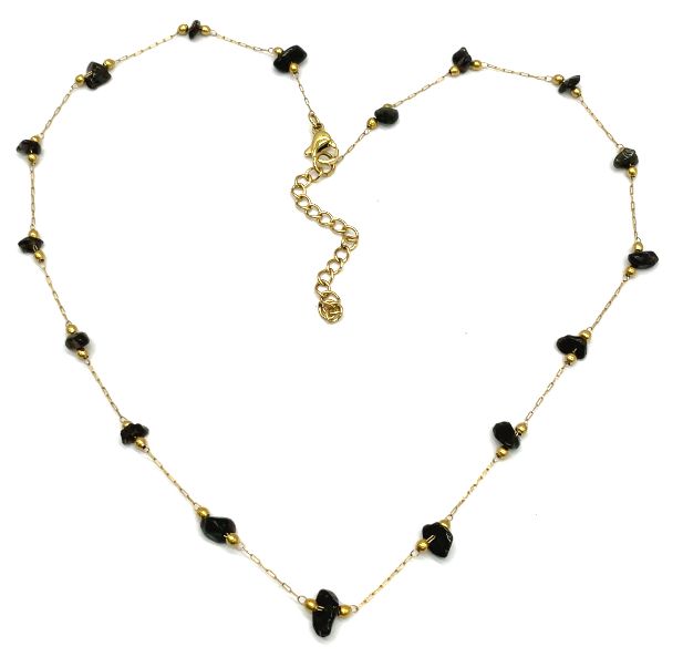 OBSIDIANS CLIP BEADS CHAIN NECKLACE