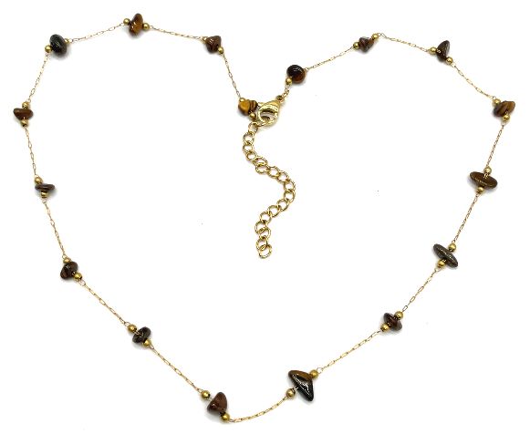 TIGGER EYES CLIP BEADS CHAIN NECKLACE