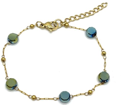 GREEN BREAD CLIP BEADS CHAIN BRACELET