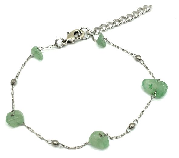 GREEN AVENTURINE BEADED CHAIN BRACELET