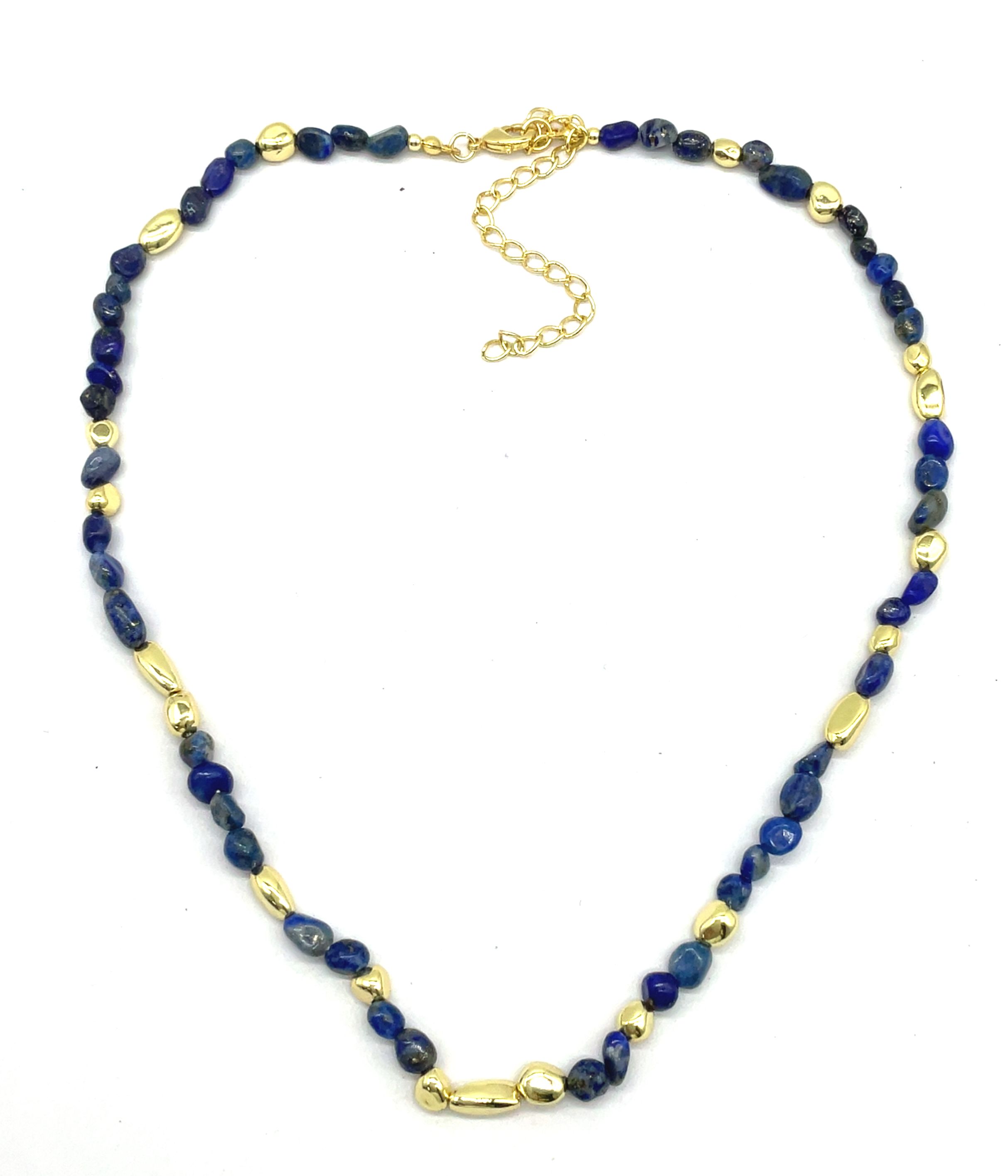 LIGHT-COLORED LAPIS NATURAL STONES NECKLACE