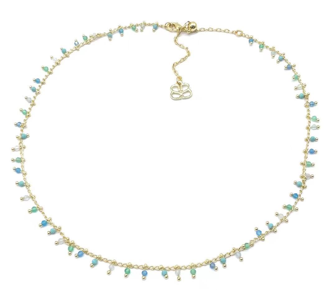 BLUE NATURAL STONES DROP NECKLACE