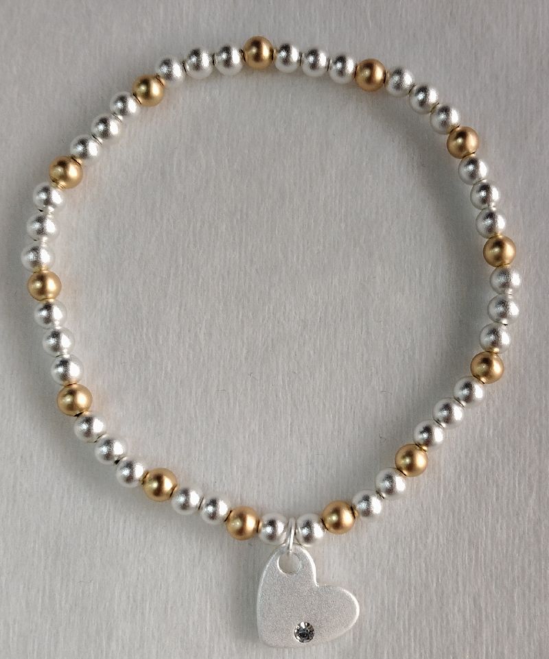 FROSTED SILVER & CHAMPAGNE GOLD COPPER BEAD BRACELET