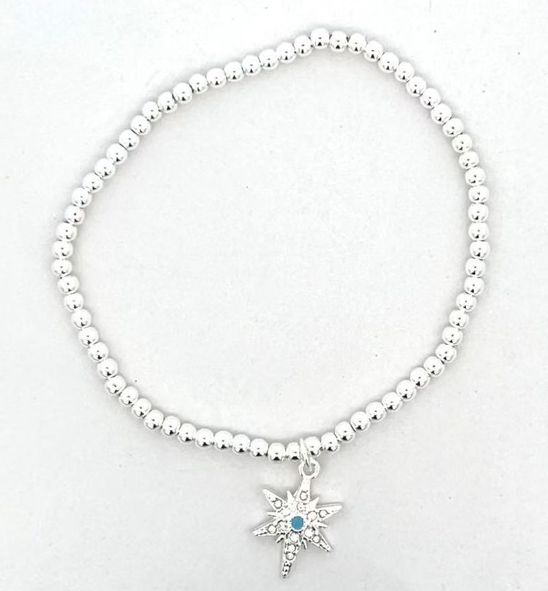 SILVER SIX-POINTED STAR PENDANT BRACELET