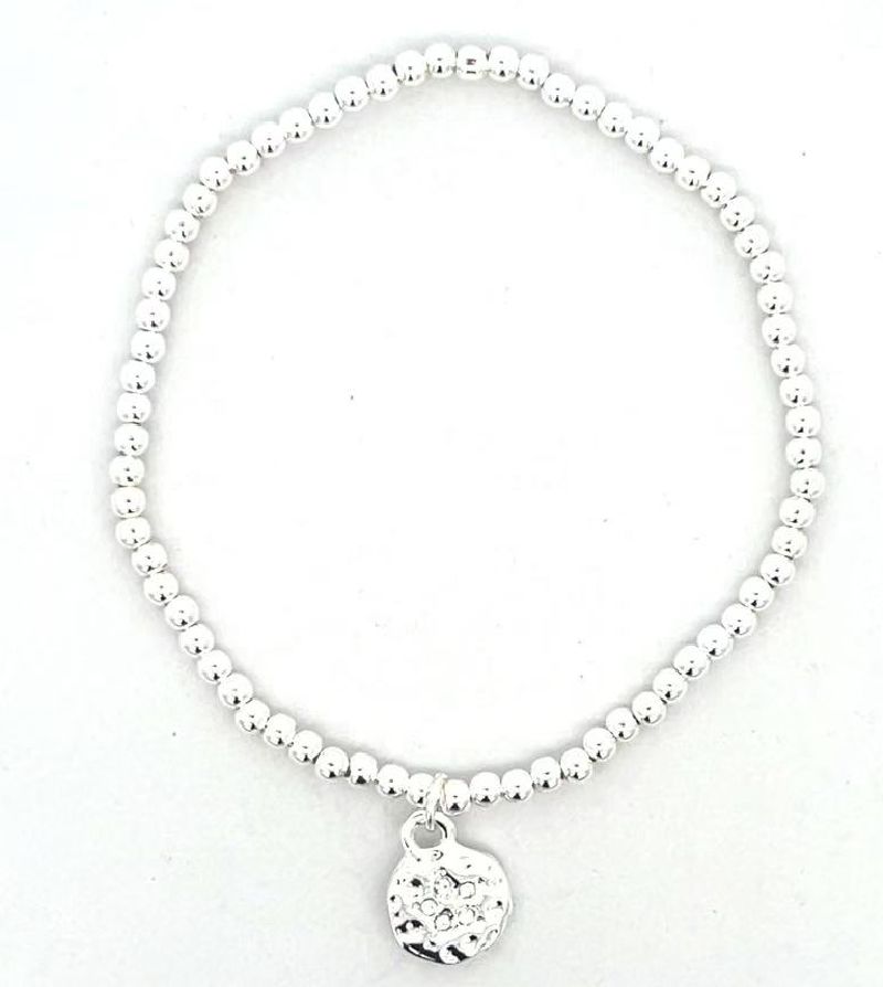 SILVER CIRCULAR PENDANT BRACELET 
