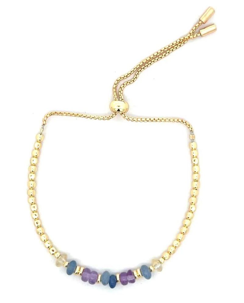 AMETHYST GOLD BEADED ROUND CHAIN BRACELET