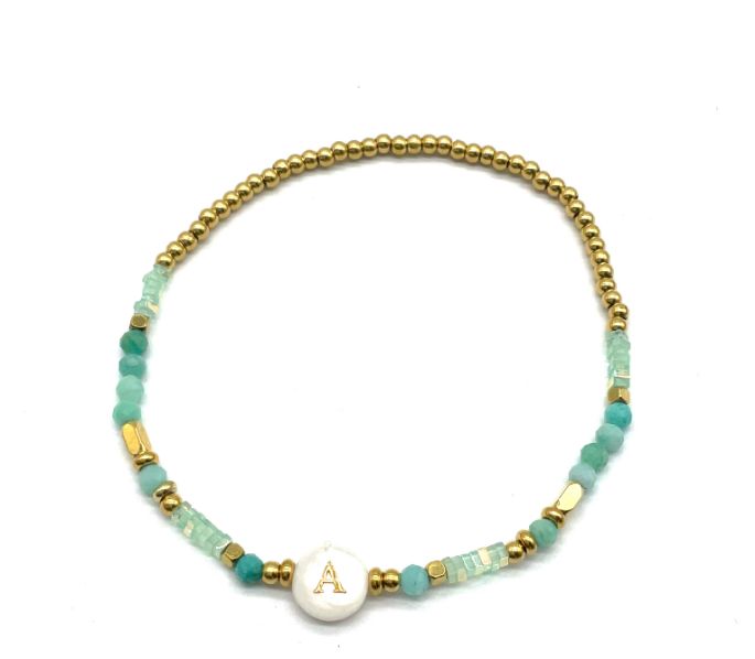 “A” LETTER BEADED BRACELET 