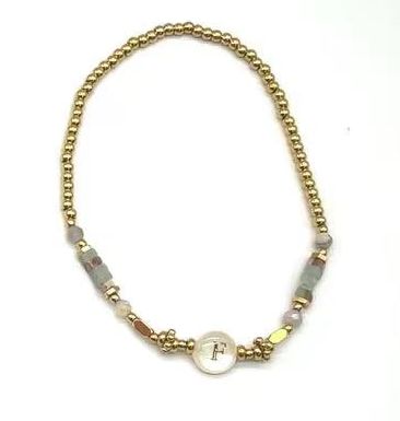 “F” LETTER BEADED BRACELET
