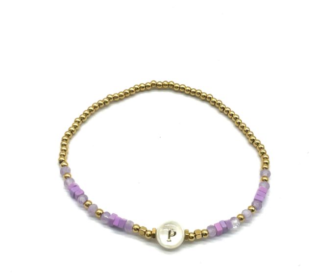 “P” LETTER BEADED BRACELET