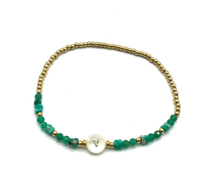 “V” LETTER BEADED BRACELET