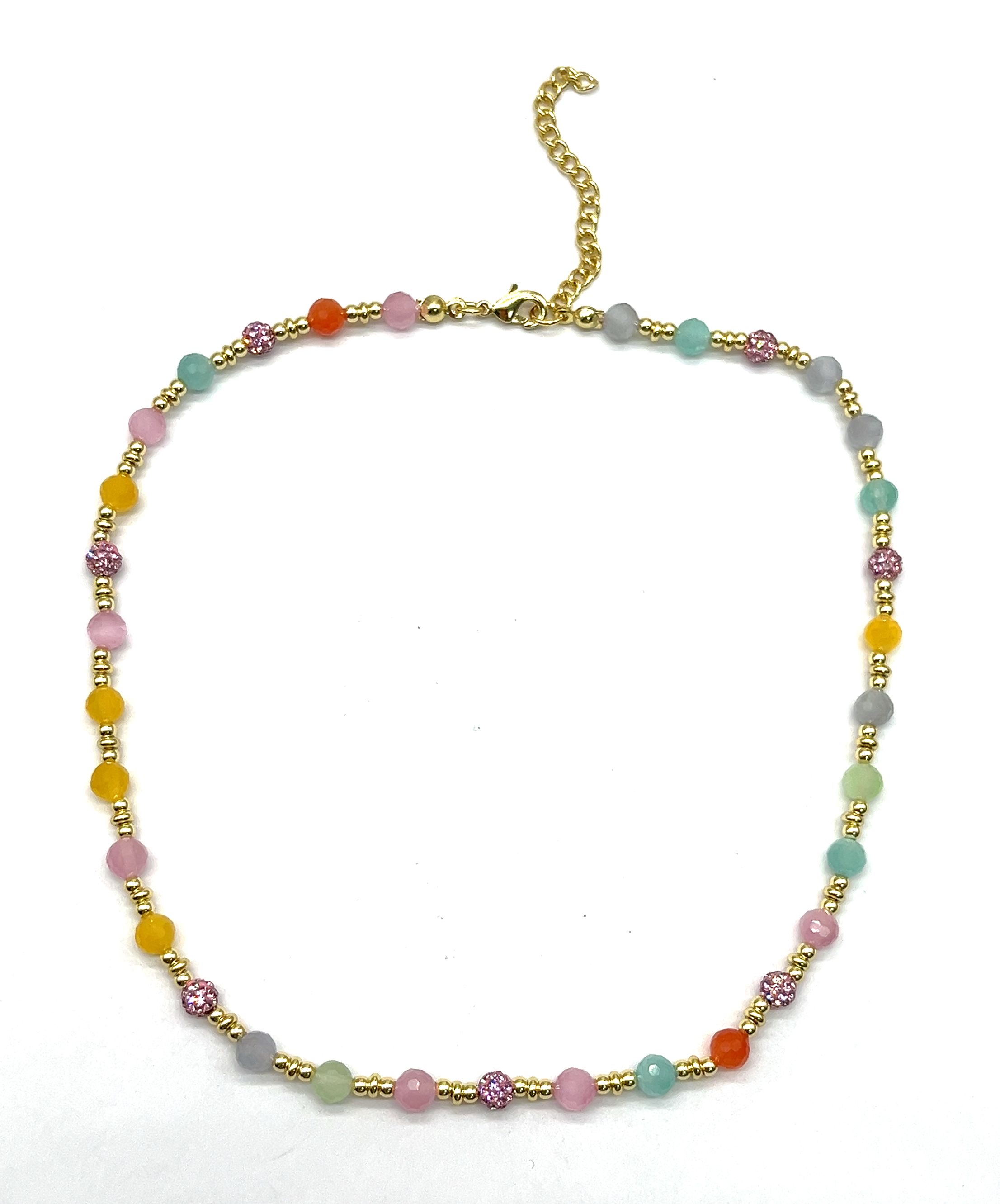 COLORFUL CAT-EYE ROUND BEADS NECKLACE 