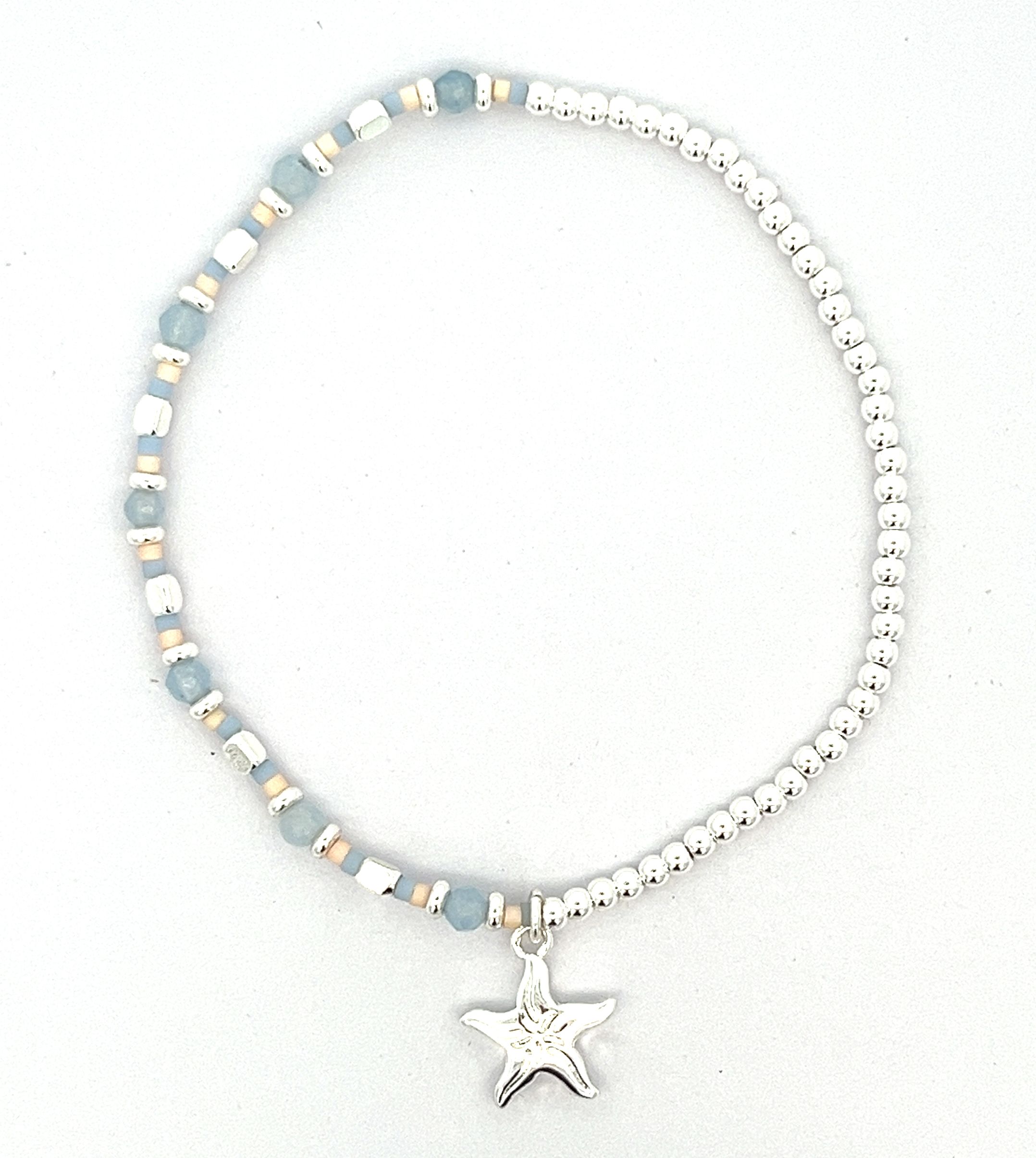 STRIPED STARFISH PENDANT BEADED BRACELET