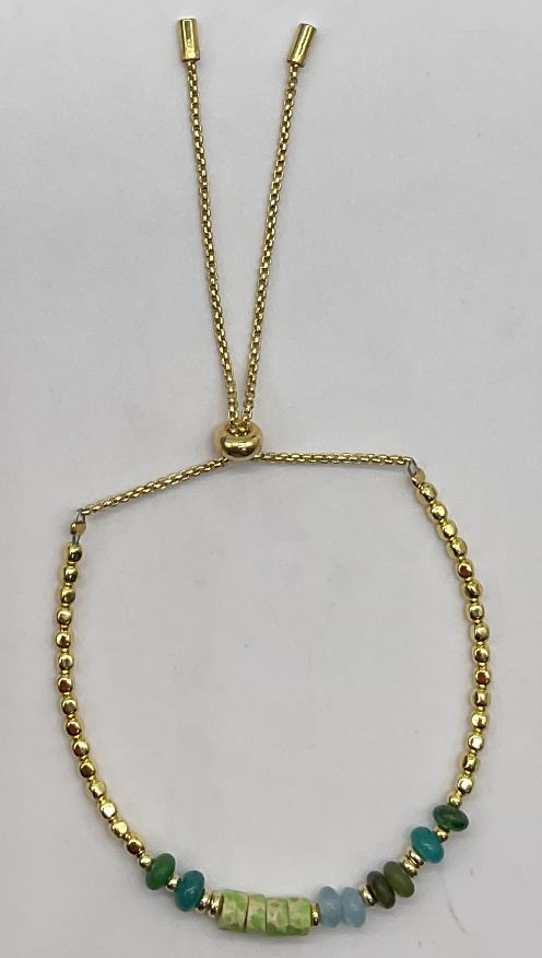 EMERALD GREEN ROUND PIECE ROUND CHAIN BRACELET
