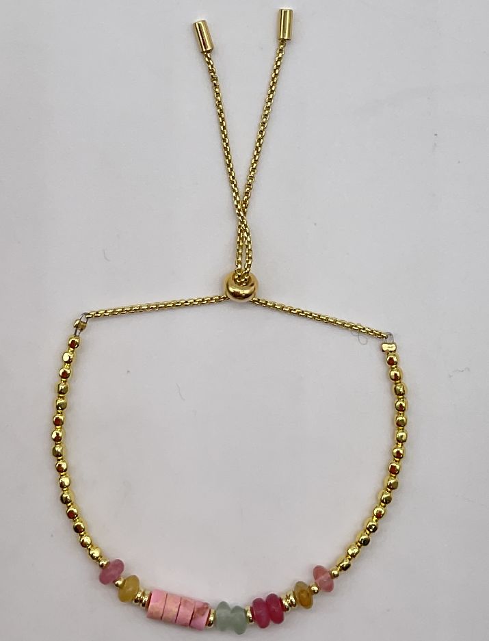 PINK EMPEROR DTONE ROUND PIECE ROUND CHAIN BRACELET 