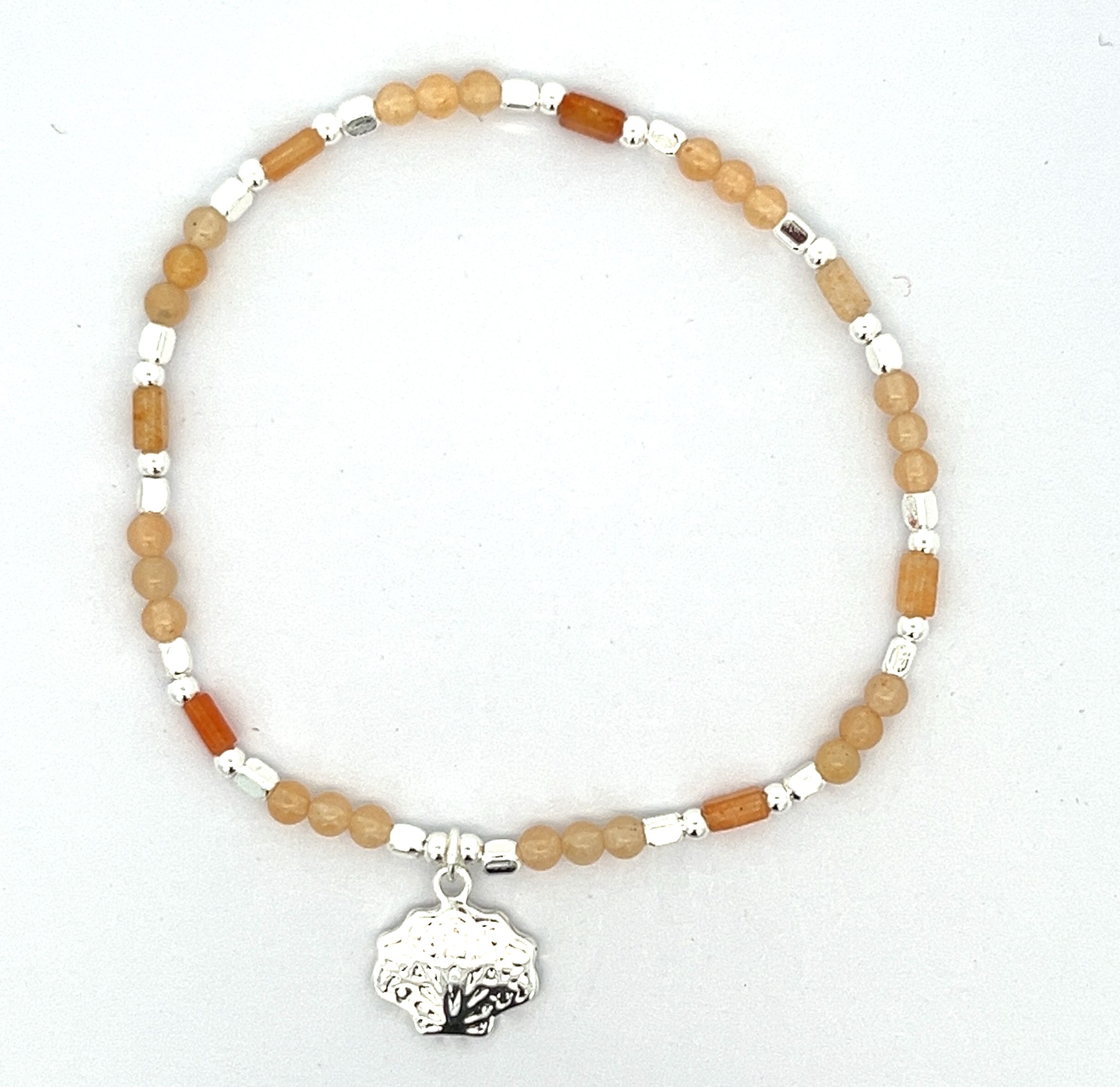 SCALLOP PENDANT RED DONGLING BEADED BRACELET