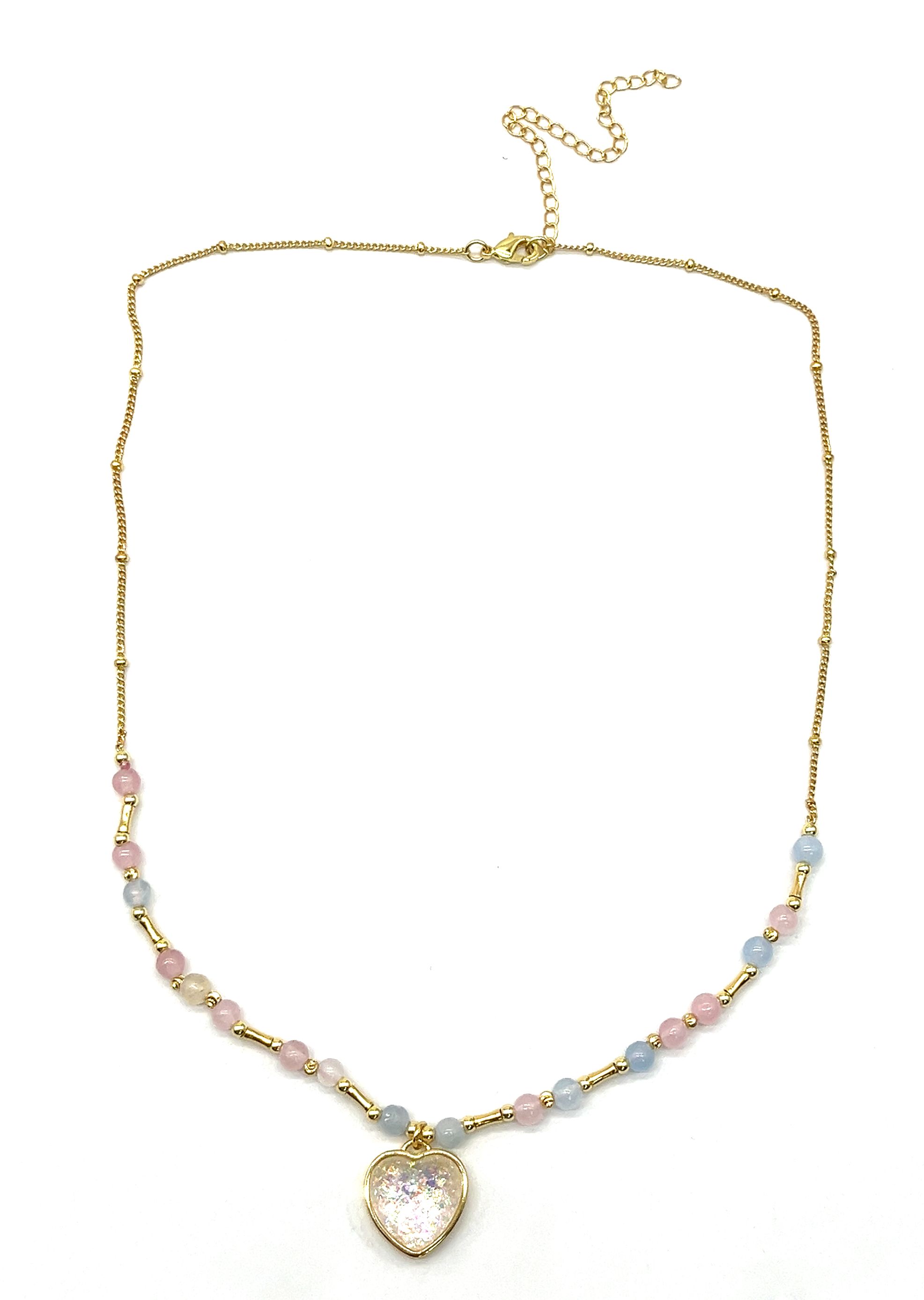 HEART-SHAPED RUBBER DRIP PENDANT NECKLACE