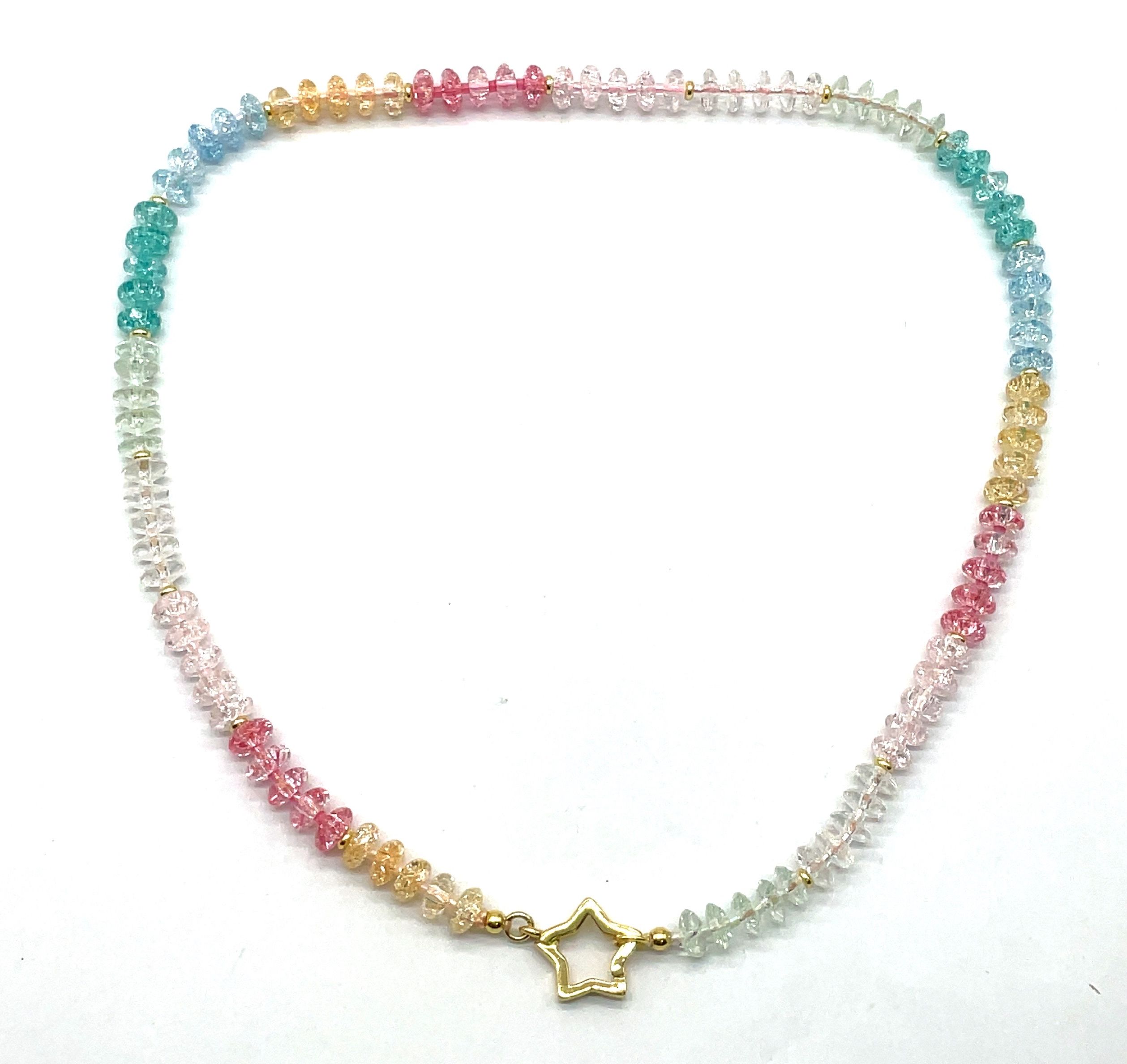 COLORFUL ABACUS BEADS FIVE-POINTED STAR PENDANT NECKLACE