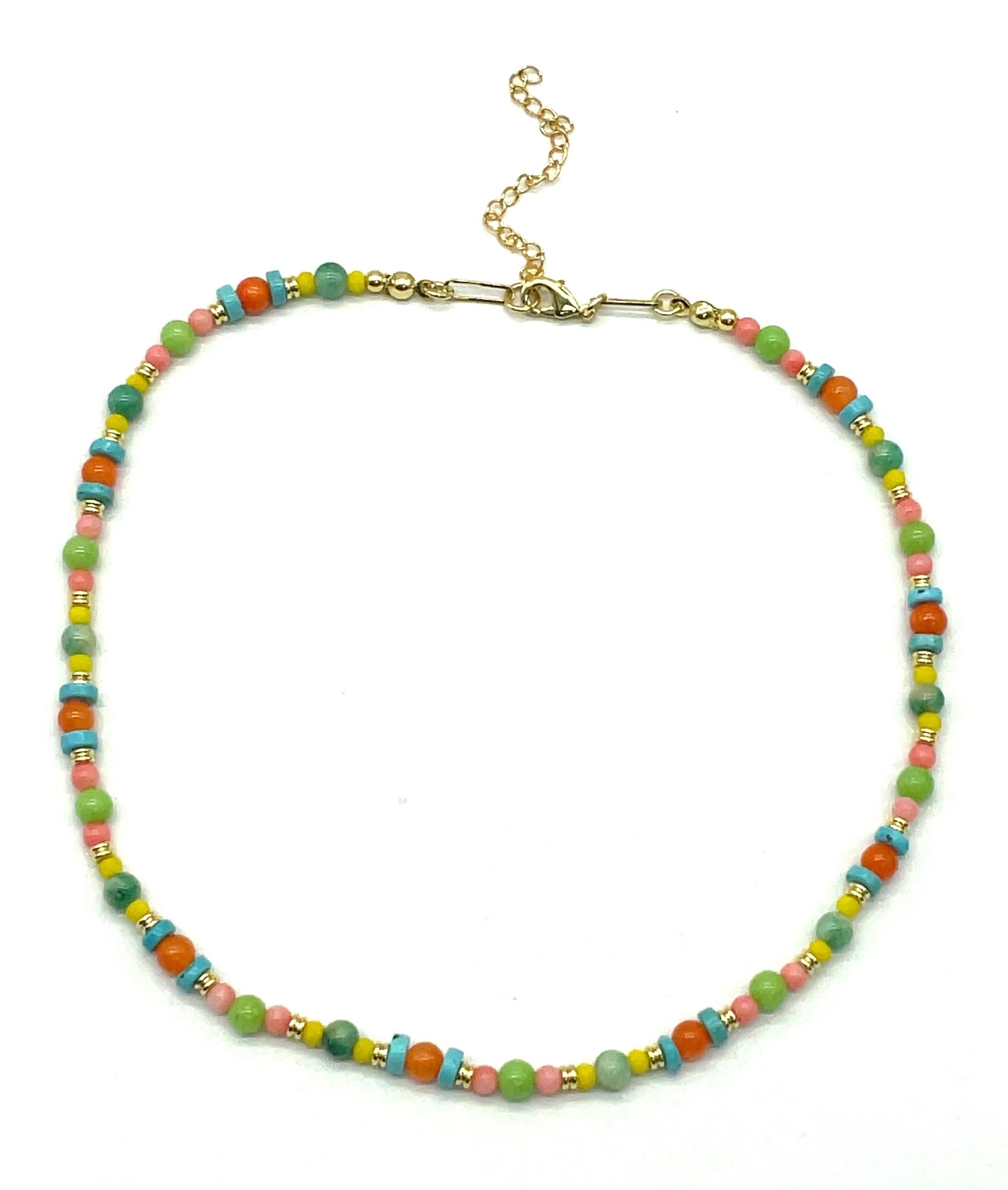 MULTI-COLORED JADE BEADED NECKLACE 