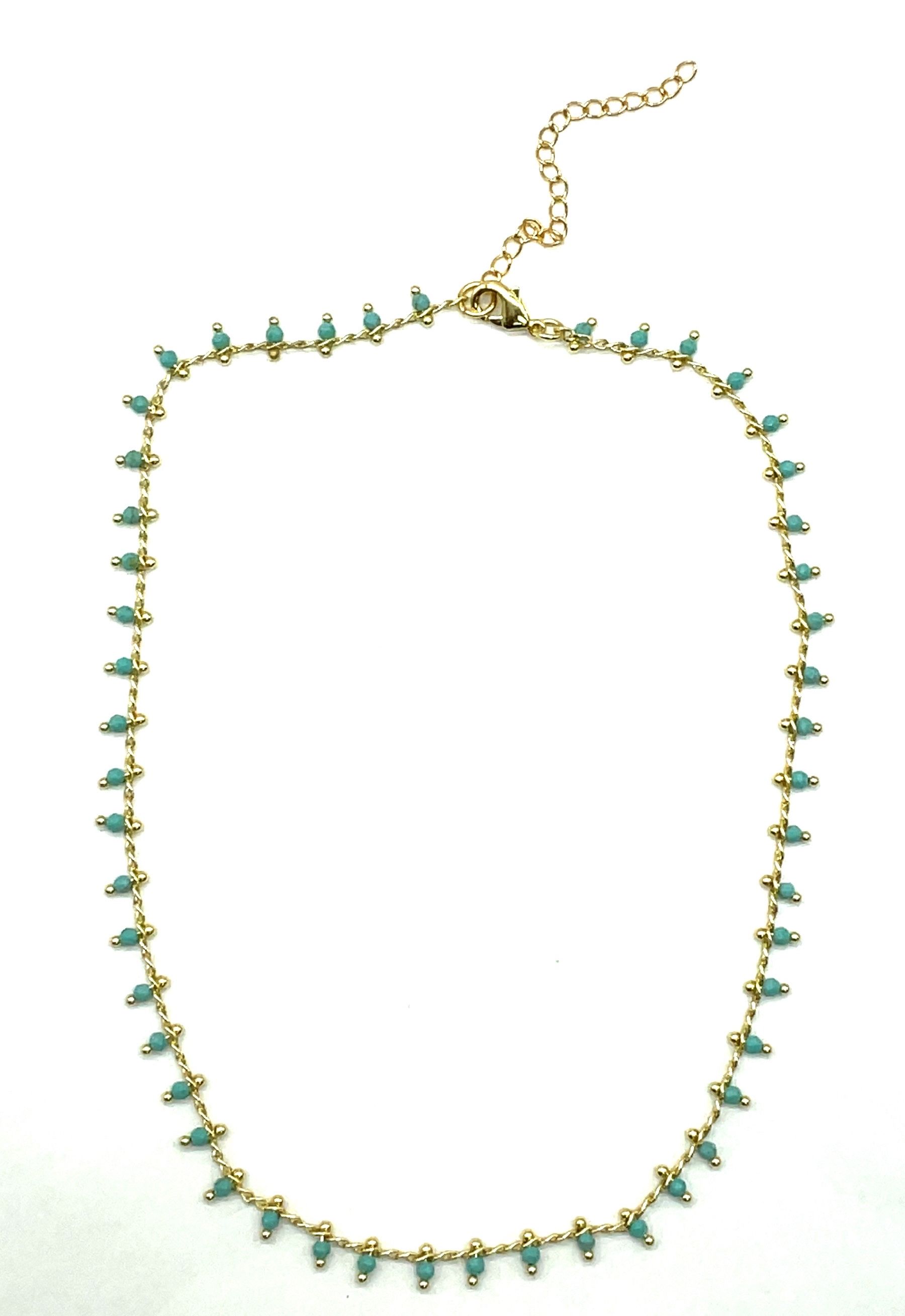 LIGHT TURQUOISE NATURAL STONE CHAIN NECKLACE