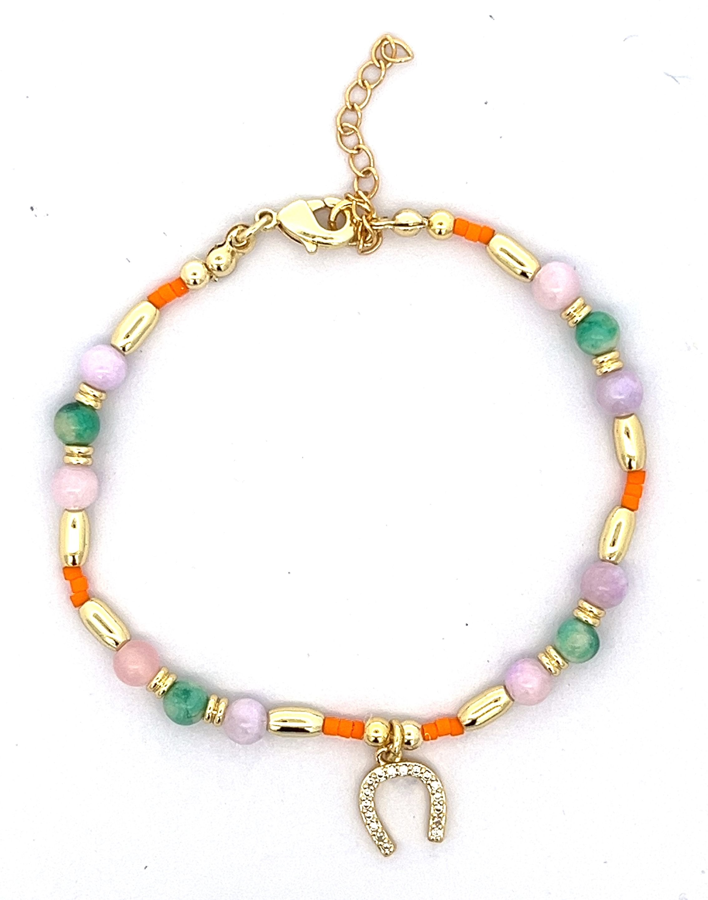 U-SHAPED WHITE DIAMOND PENDANT BRACELET