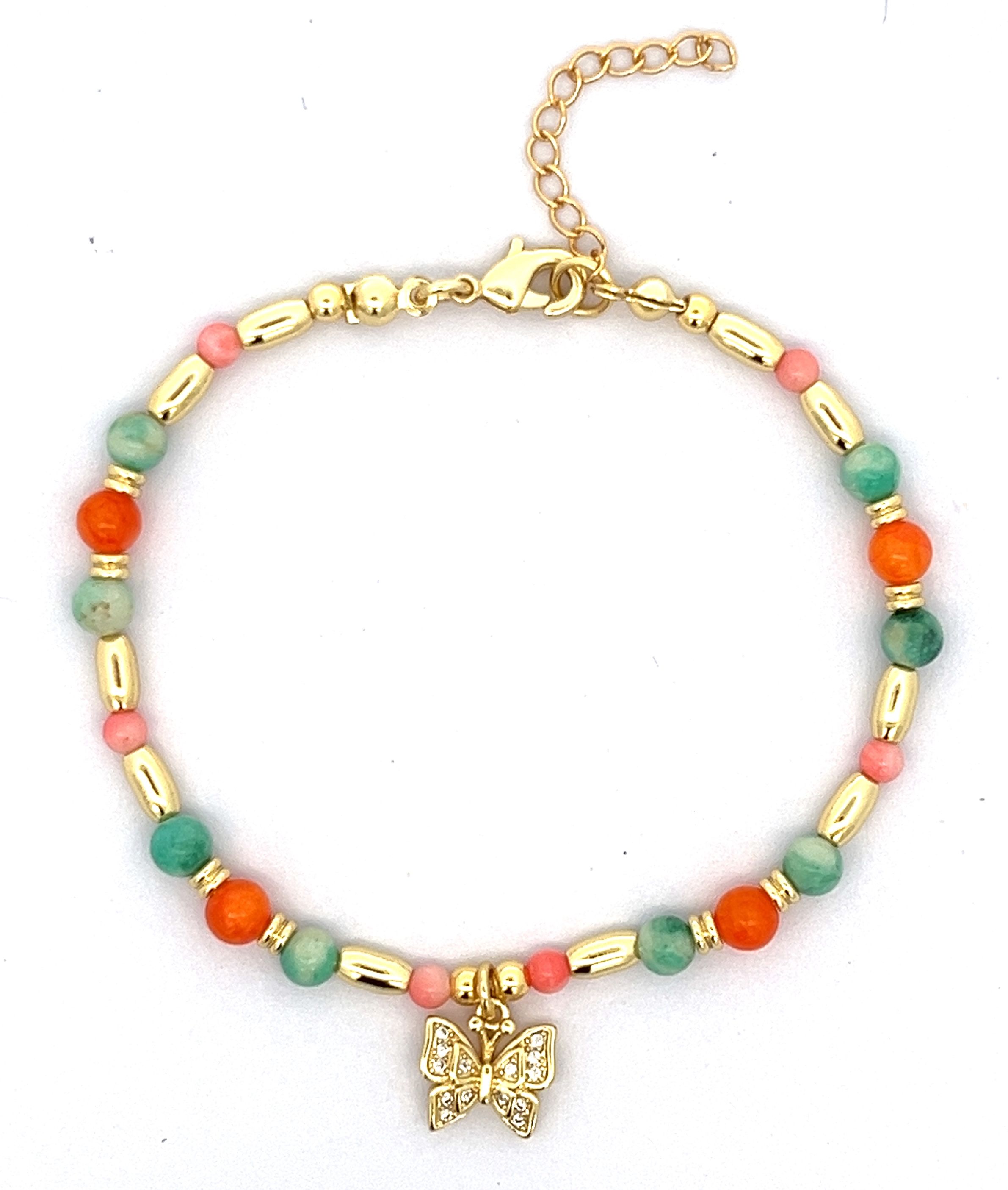 BUTTERFLY WITH DIAMONDS PENDANT BRACELET