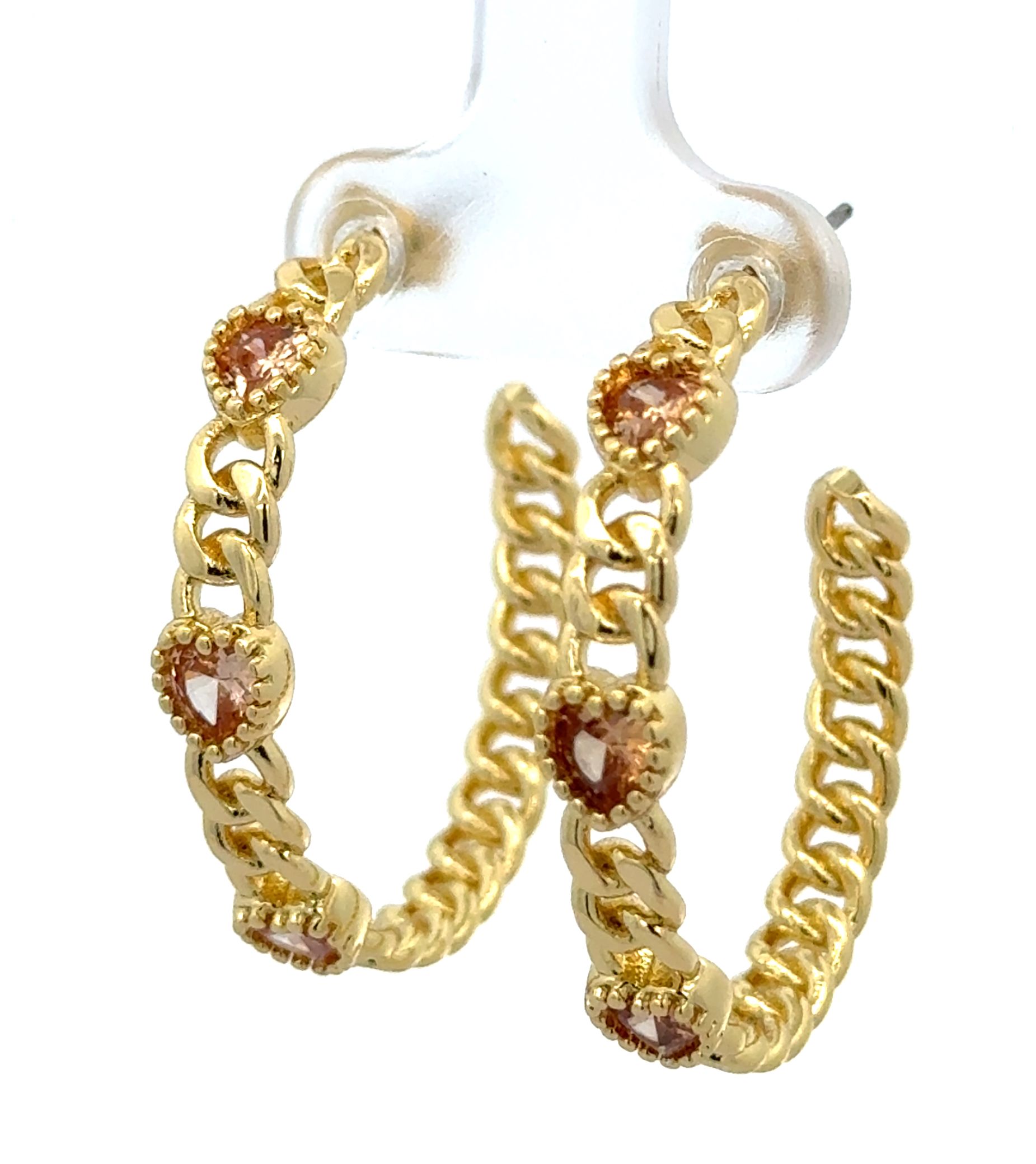 HEART-SHAPED D-CHAMPAGNE DIAMOND EAR LOOPS