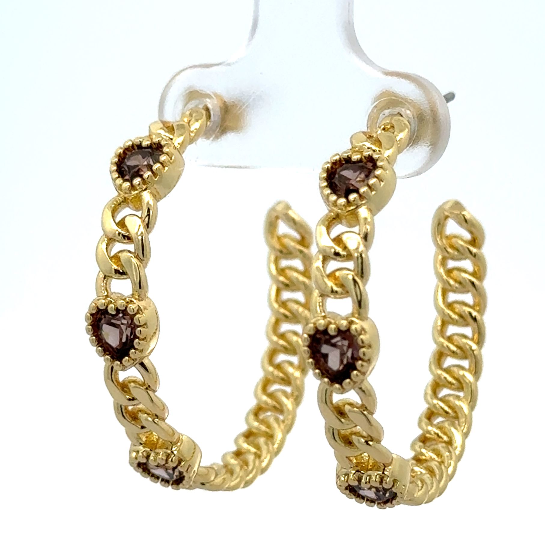 HEART-SHAPED D-BROWN DIAMOND EAR LOOPS