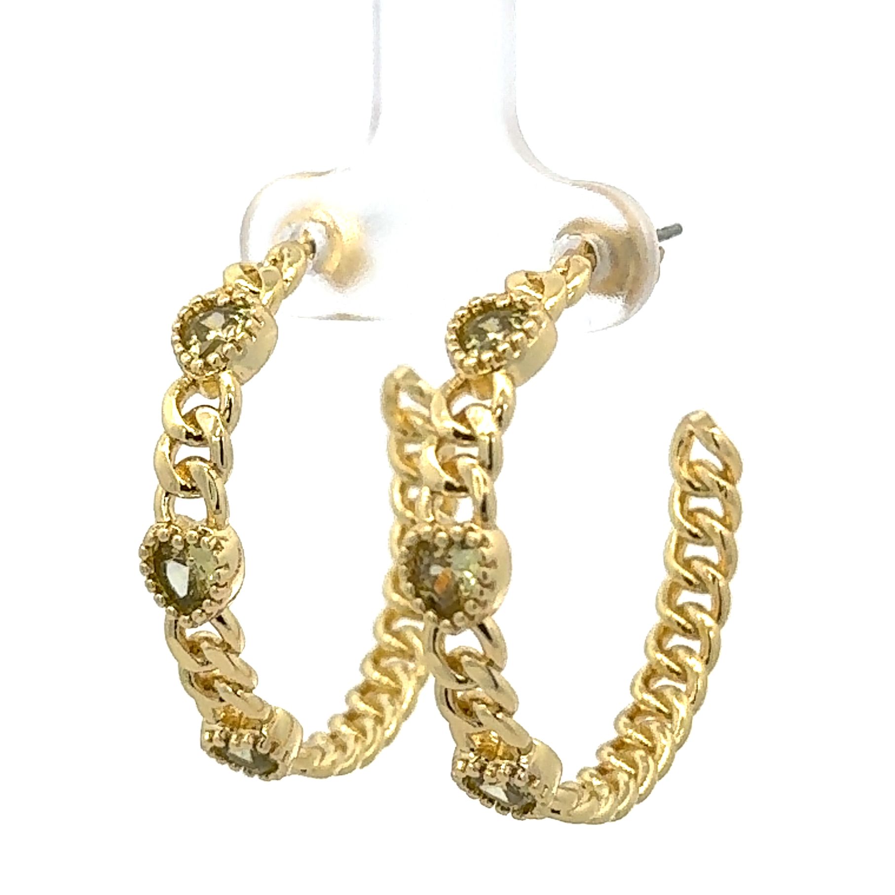 HEART-SHAPED OLIVE DIAMOND EAR LOOPS