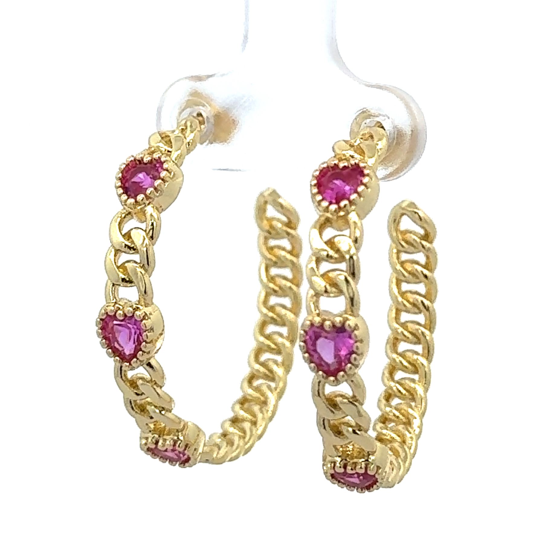 HEART-SHAPED RUBY DIAMOND EAR LOOPS