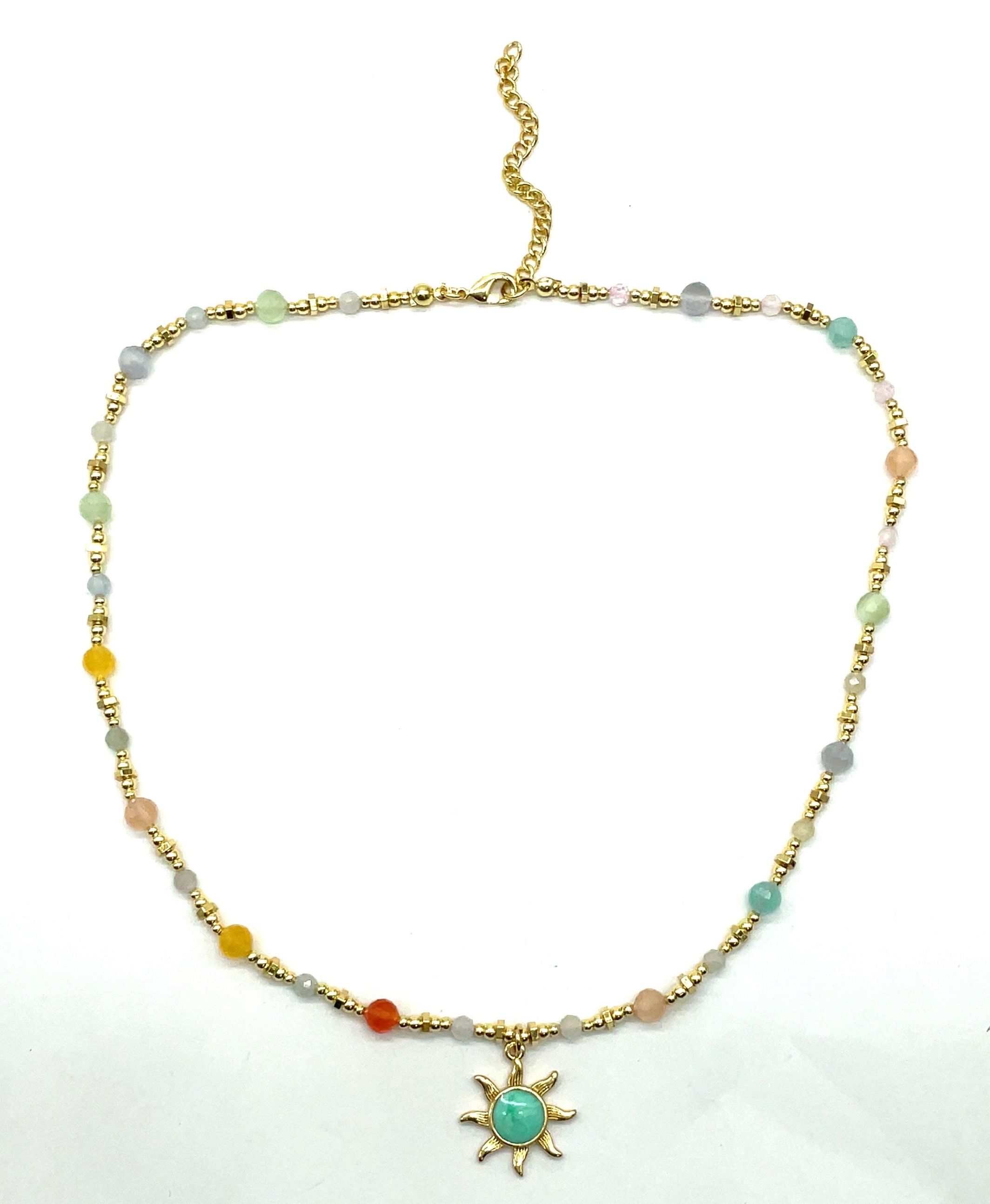GREEN OIL-DRIPPING SUN PENDANT NECKLACE