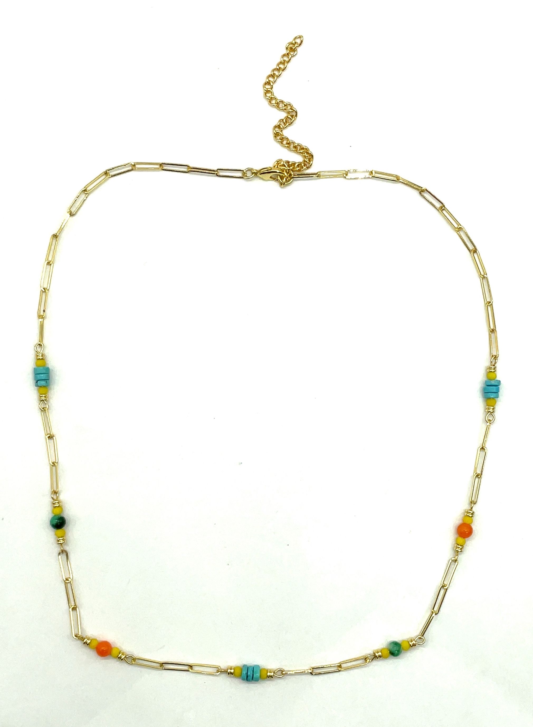 LIGHT TURQUOISE O-SHAPED CHAIN NECKLACE