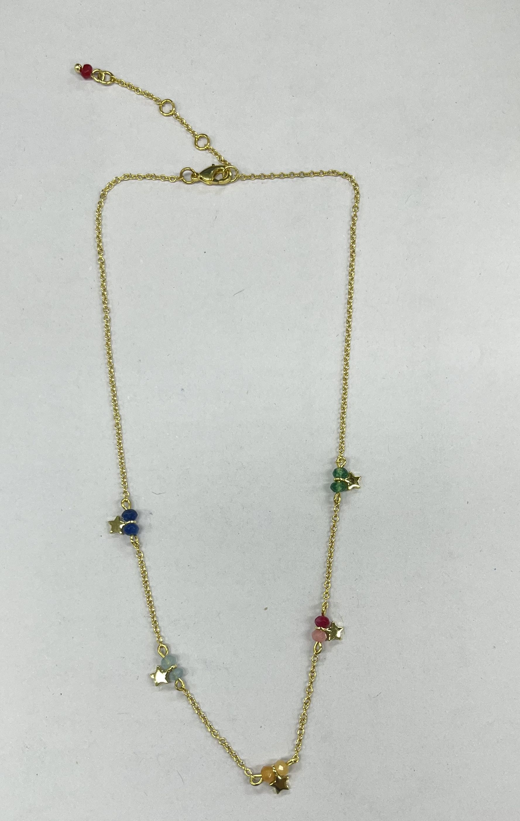 JADE BEADS FIVE-POINTED STAR CHAIN NECKLACE