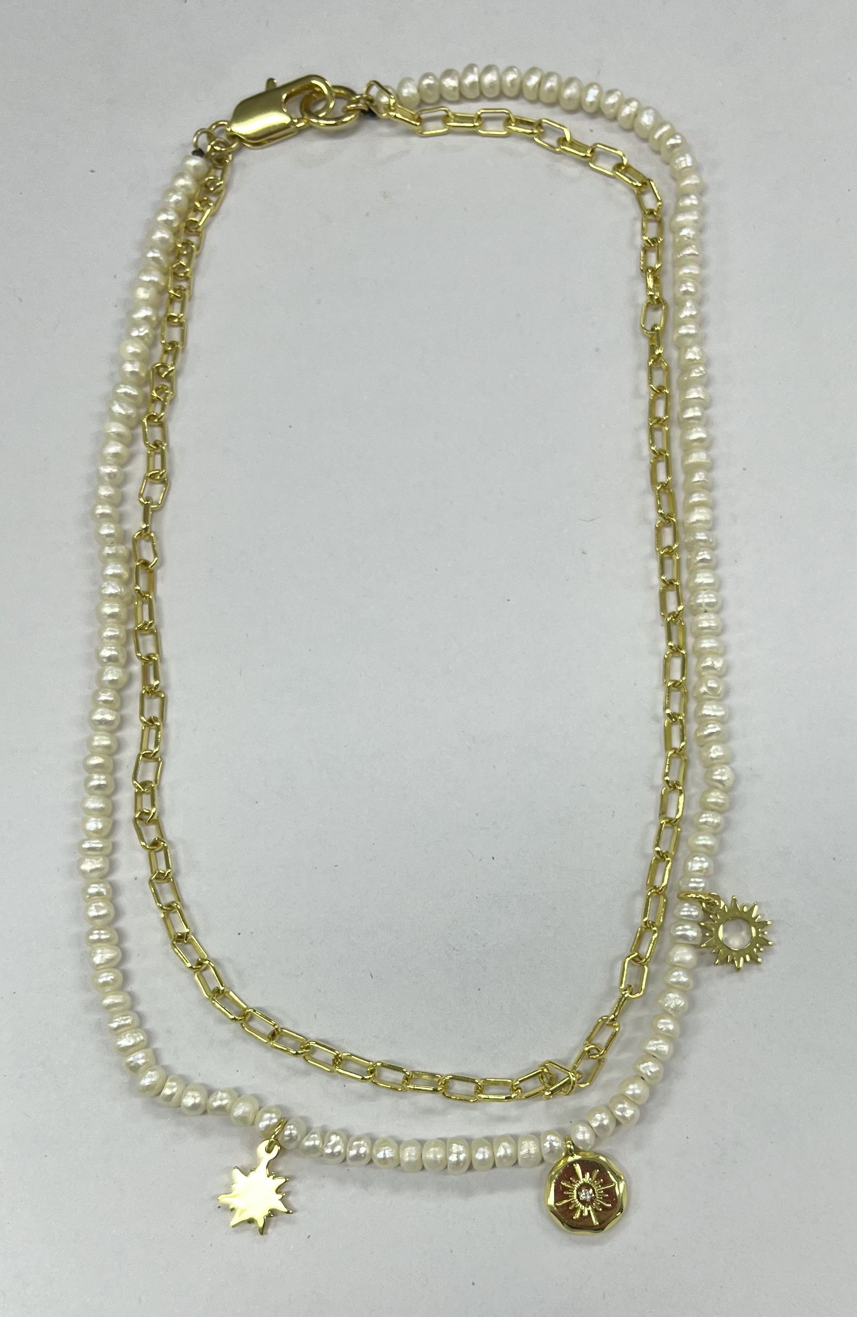 FRESHWATER PEARL DOUBLE-LAYER NECKLACE