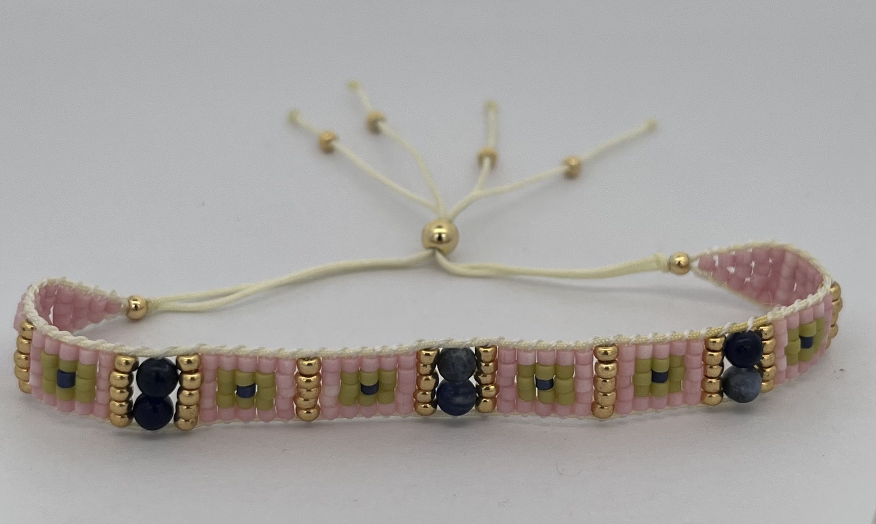 PINK DB BEADS WOVEN BRACELET