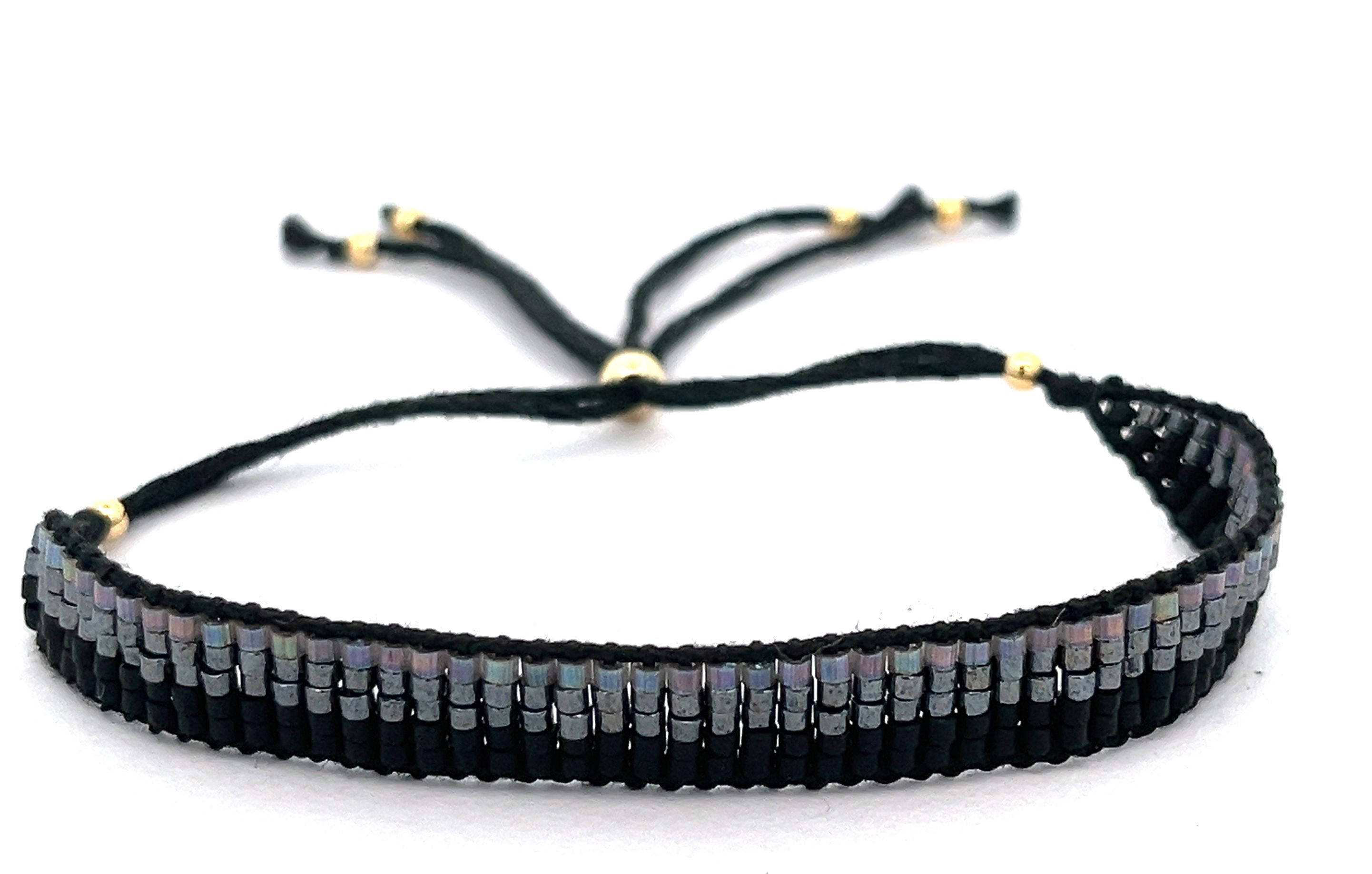BLACK DB BEADS WOVEN BRACELET