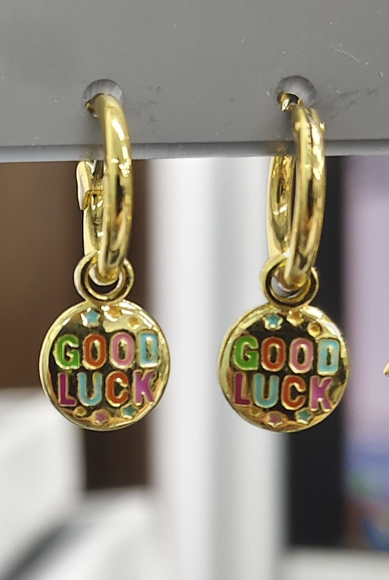 “GOOD LUCK” PENDANT EARRINGS