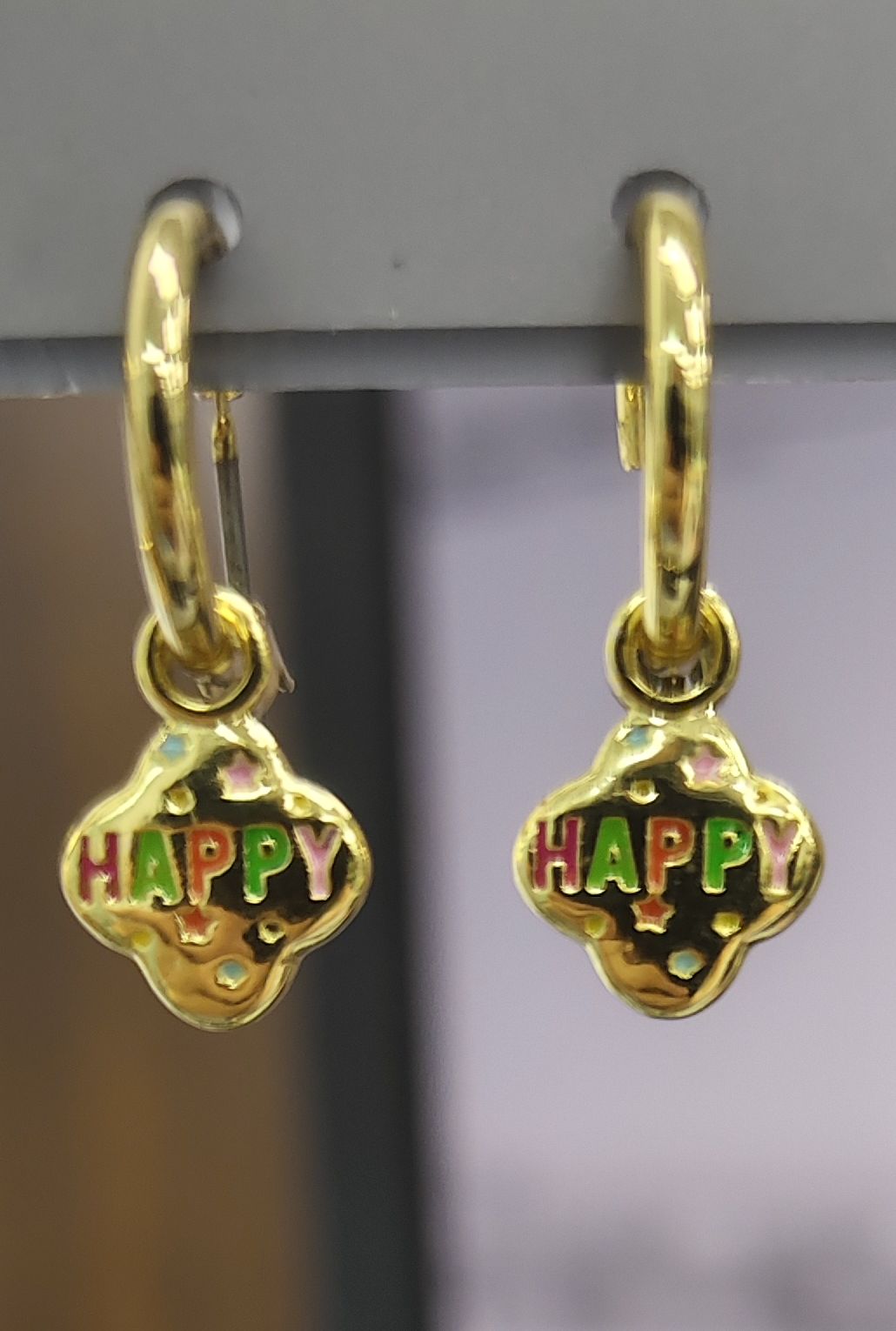 “HAPPY” PENDANT EARRINGS