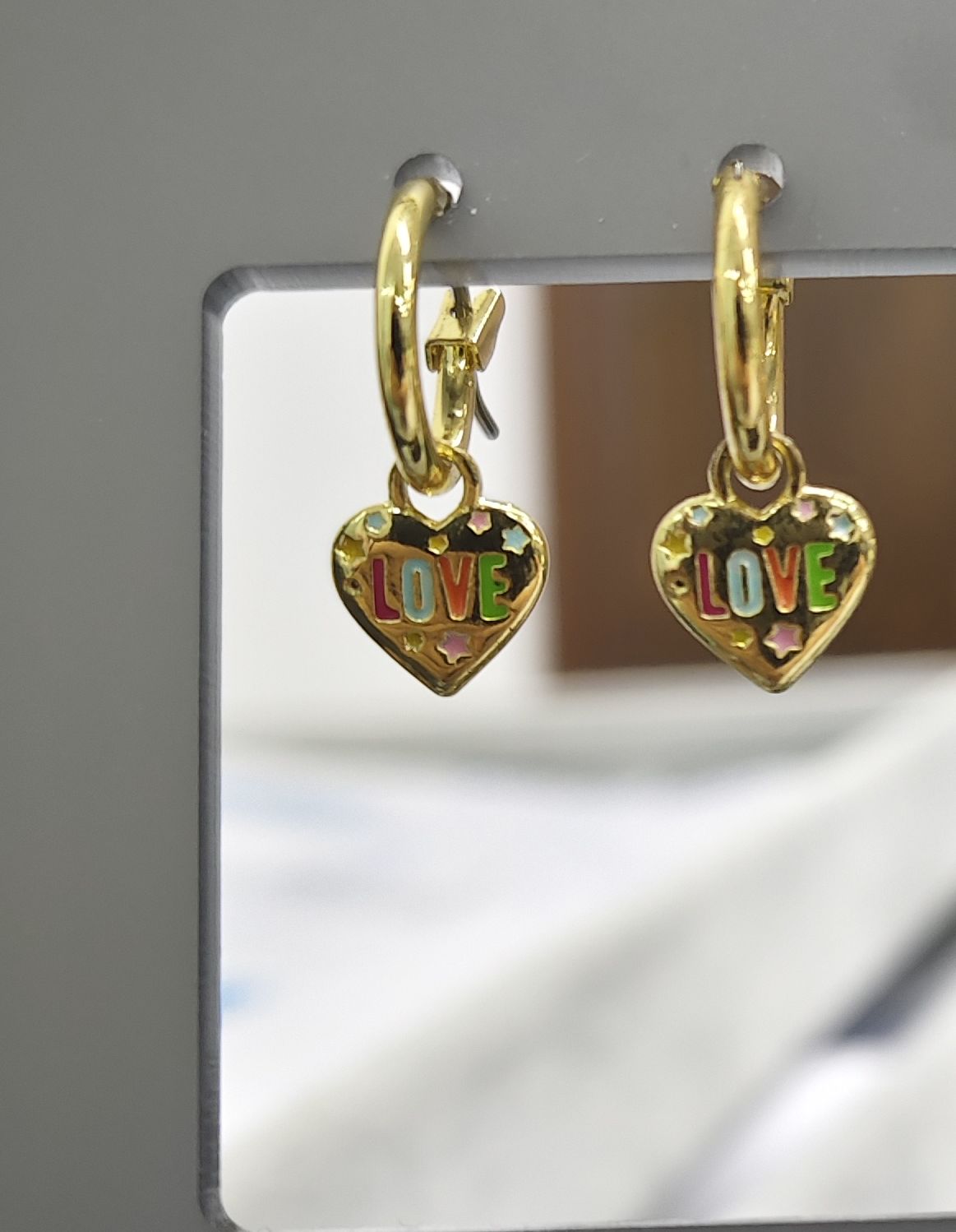 “LOVE” HEART SHAPE PENDANT EARRINGS