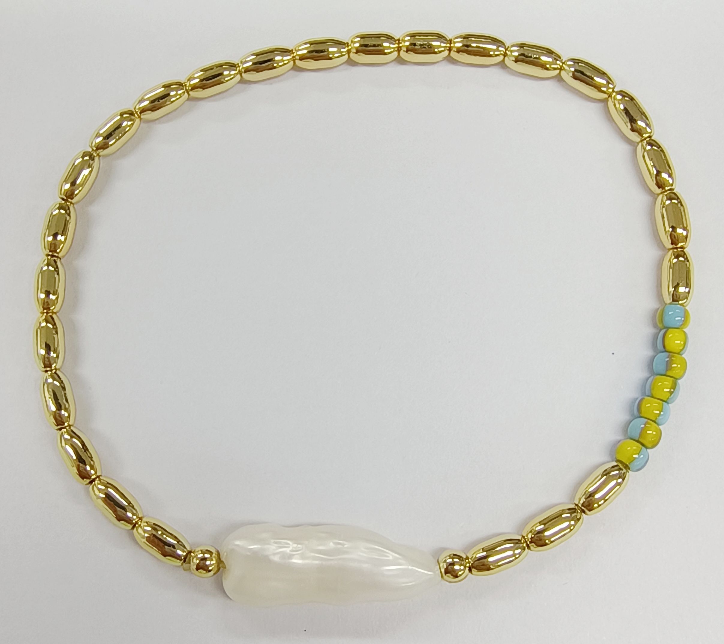 IRREGULAR PIPA BEAD ELASTIC STRING BRACELET