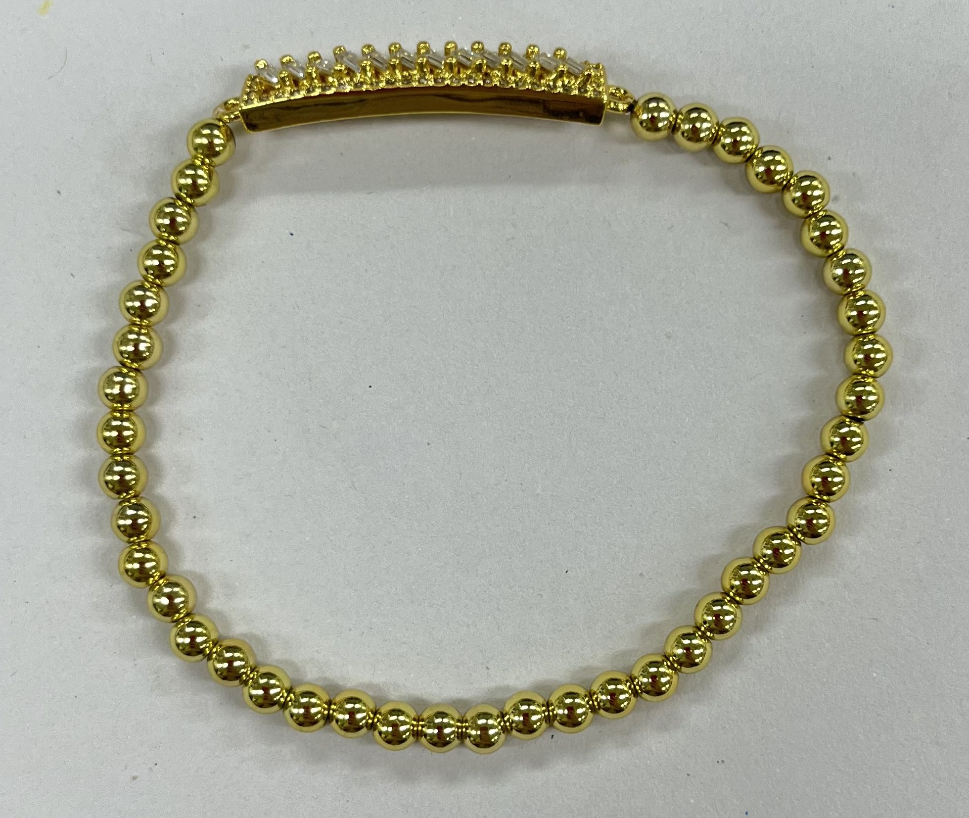COLORED ZIRCONIUM RECTANGULAR ELASTIC STRING BRACELET