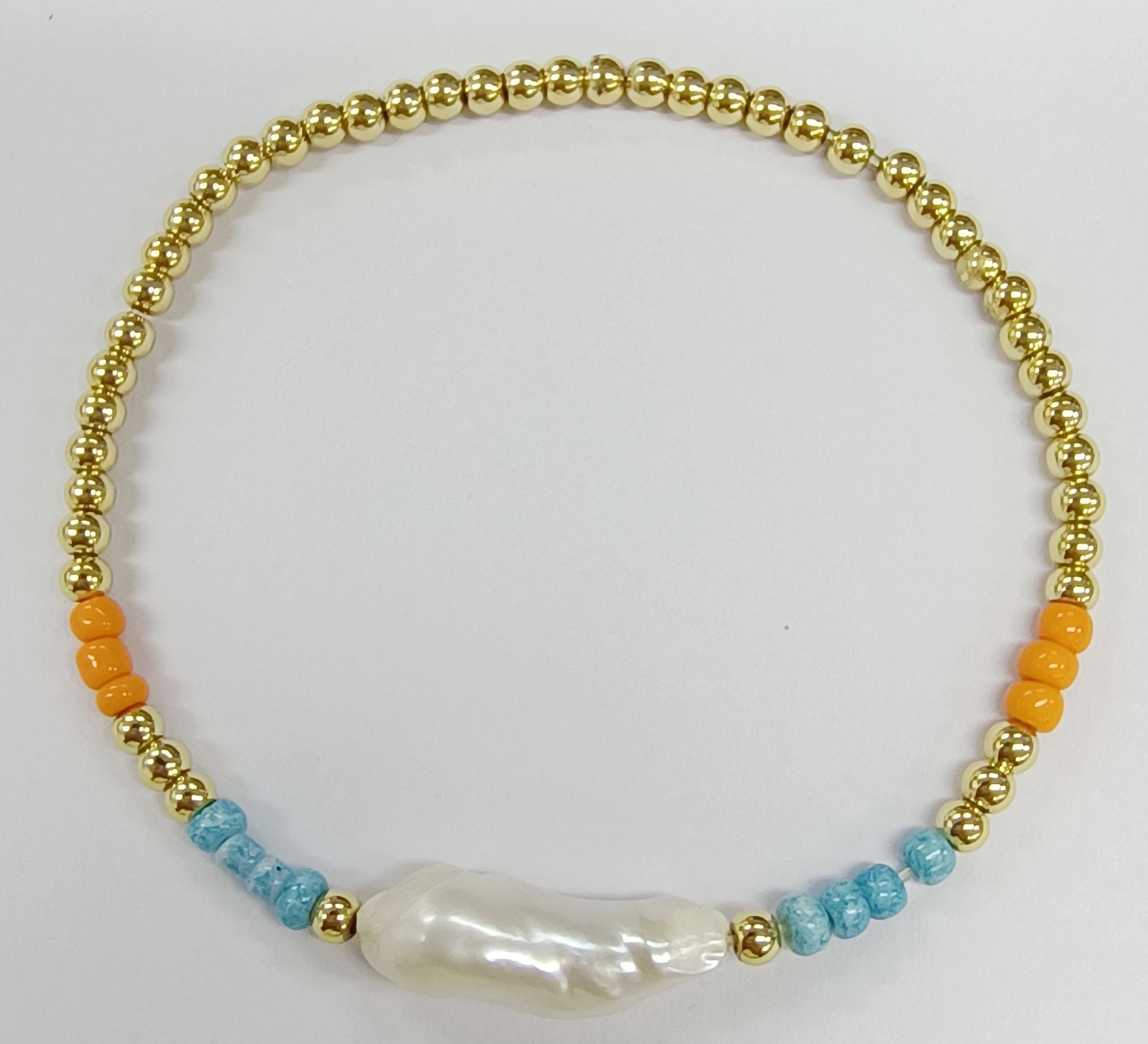 IRREGULAR PIPA BEAD ELASTIC STRING BRACELET