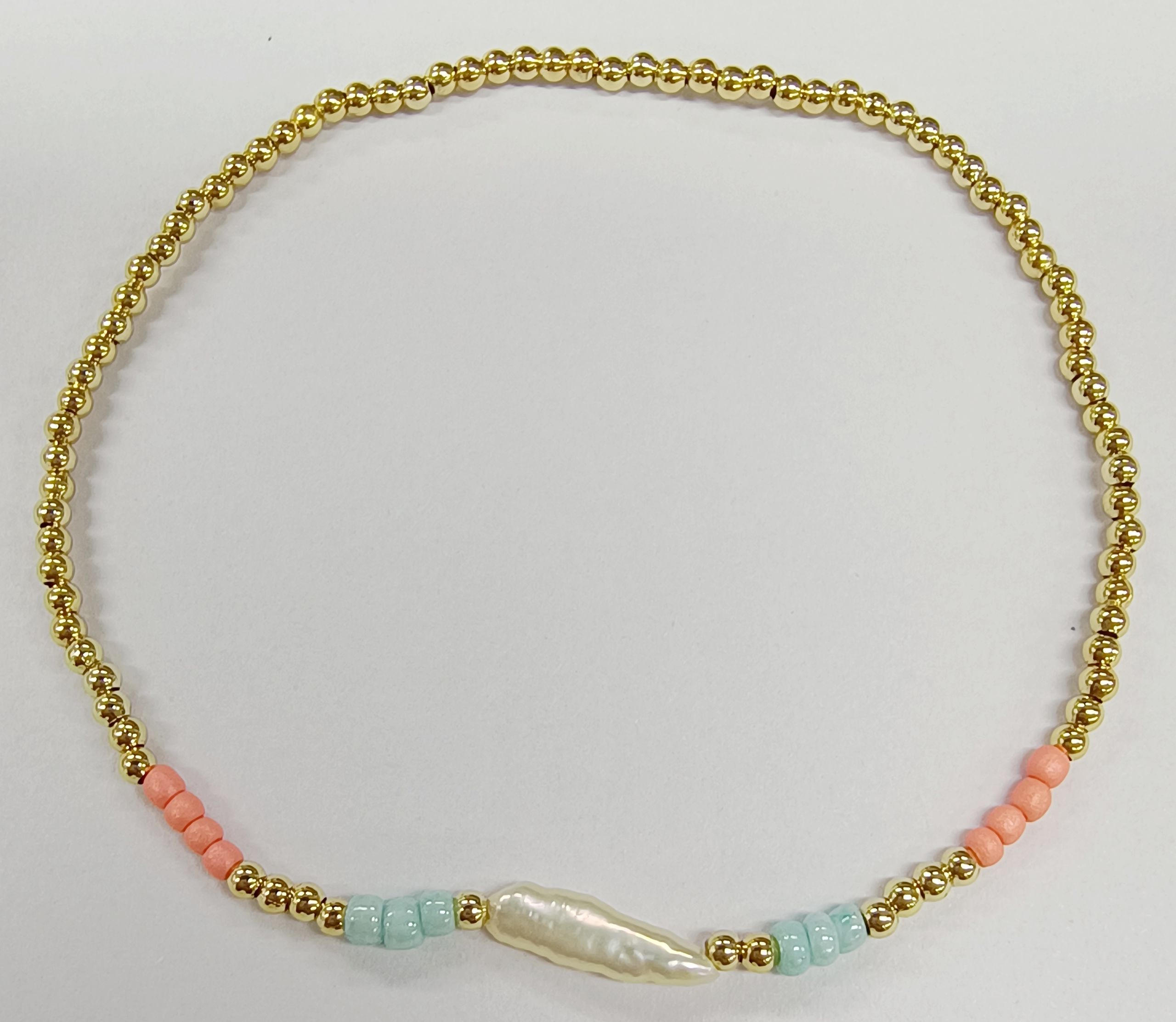 IRREGULAR PIPA BEAD ELASTIC STRING BRACELET