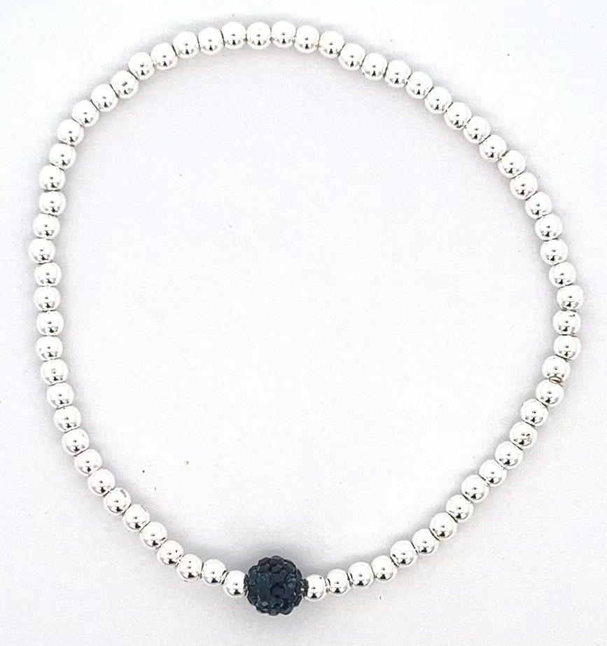 DARK INDIGO SOFT CLAY DIAMOND BALL BEADS BRACELET