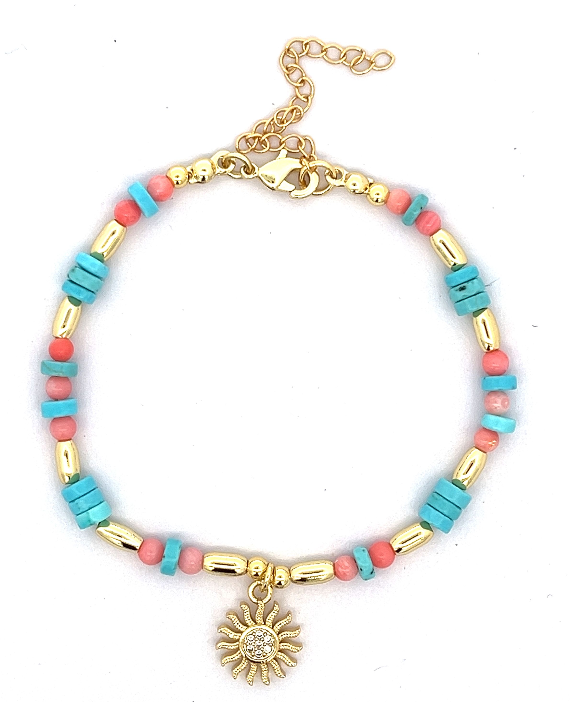 SUN PENDANT WITH DIAMOND CORAL BRACELET