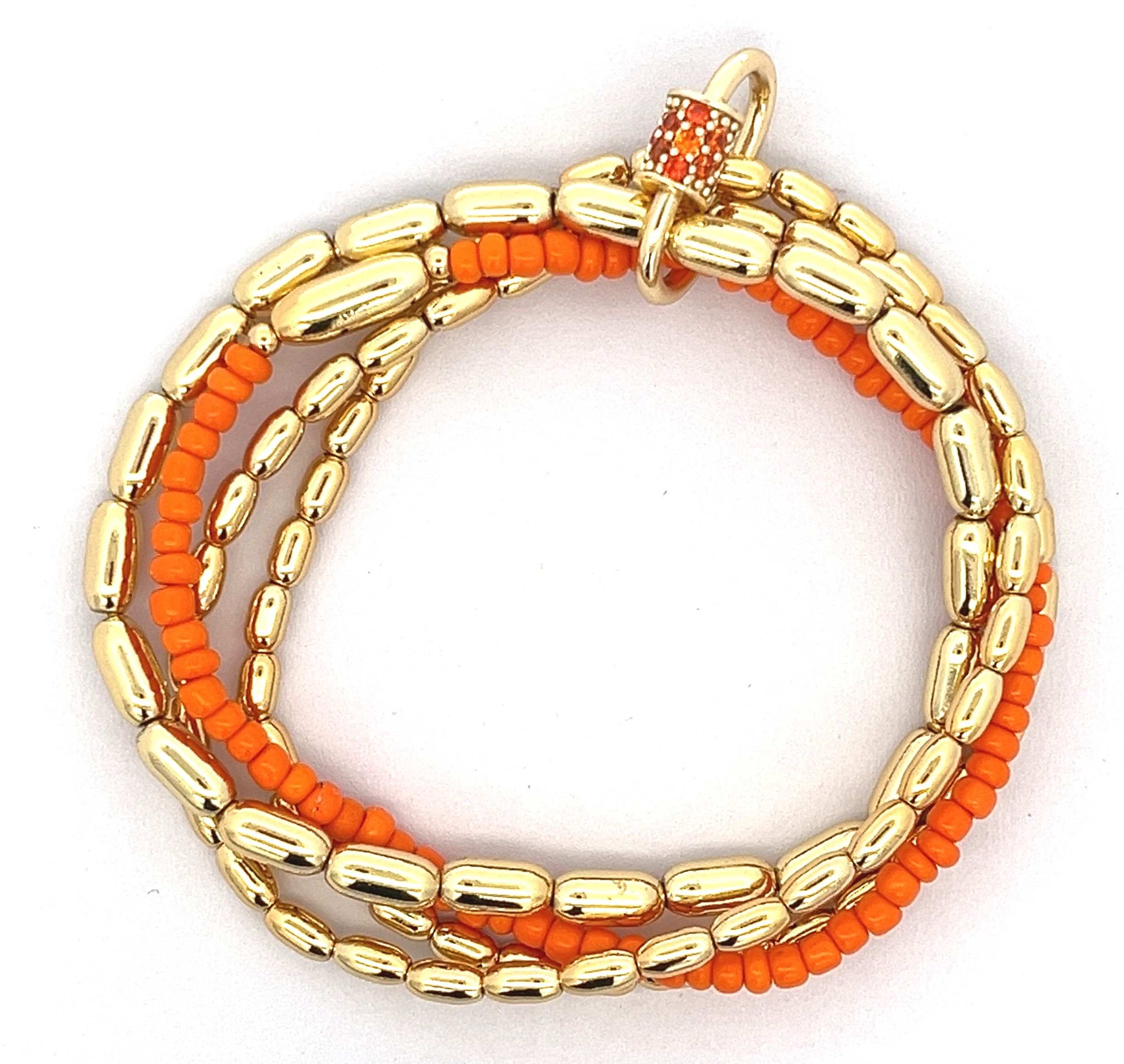 WATER DROP WITH ORANGE DIAMOND MULTI CHAIN BRACELET