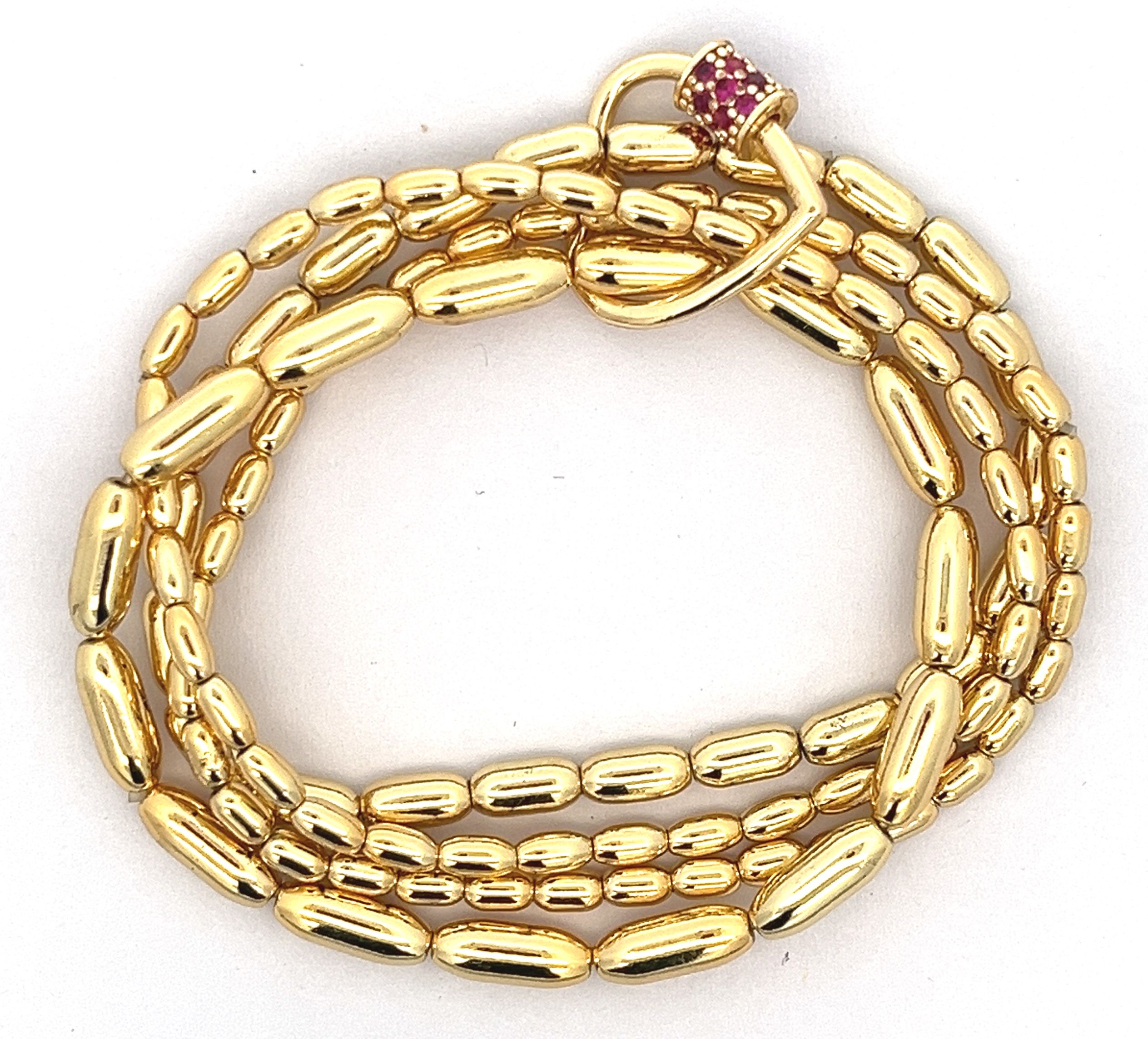 HEART-SHAPED WITH RED DIAMONDS MULTI CHAIN BRACELET