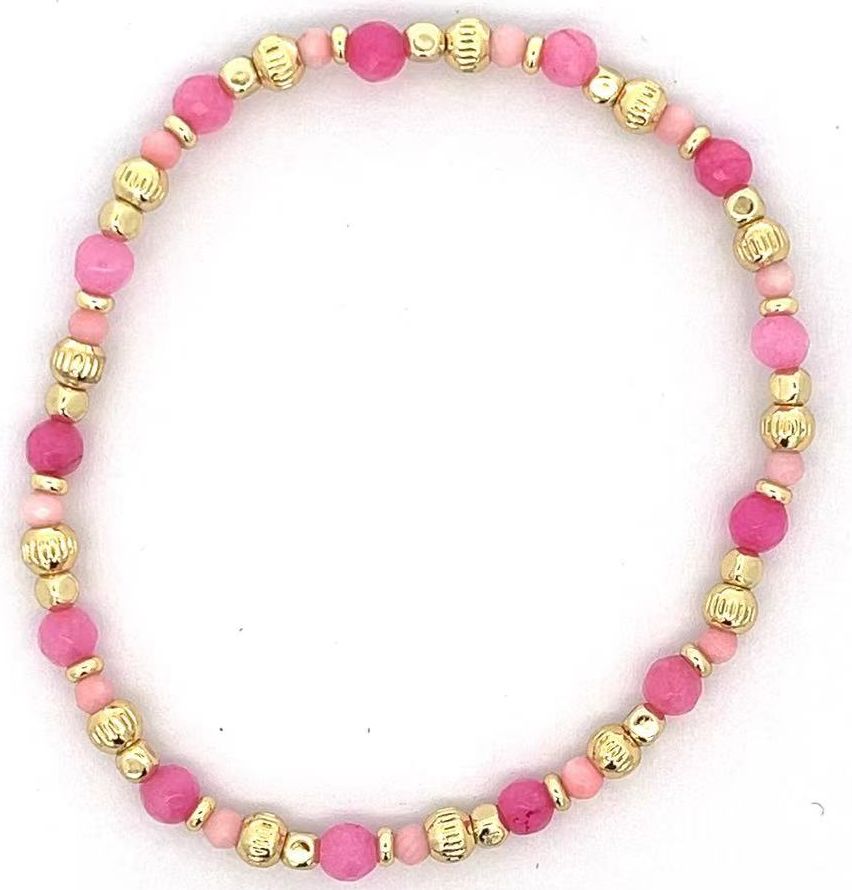 PINK JADE BEADS BRACELET
