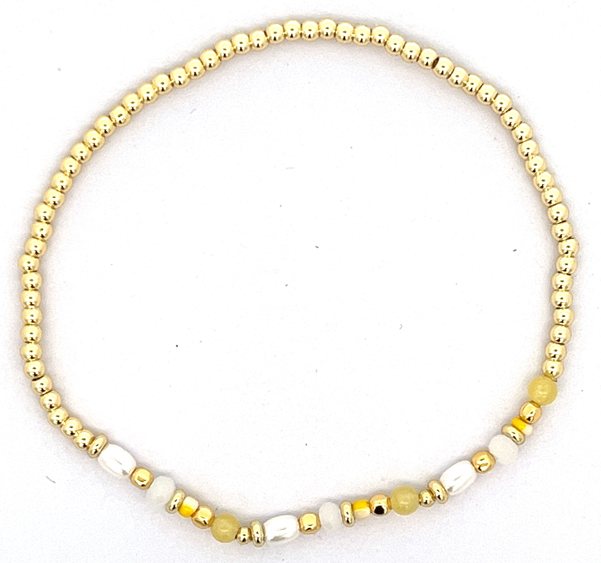 WHITE JADE WHEEL BEADS BRACELET